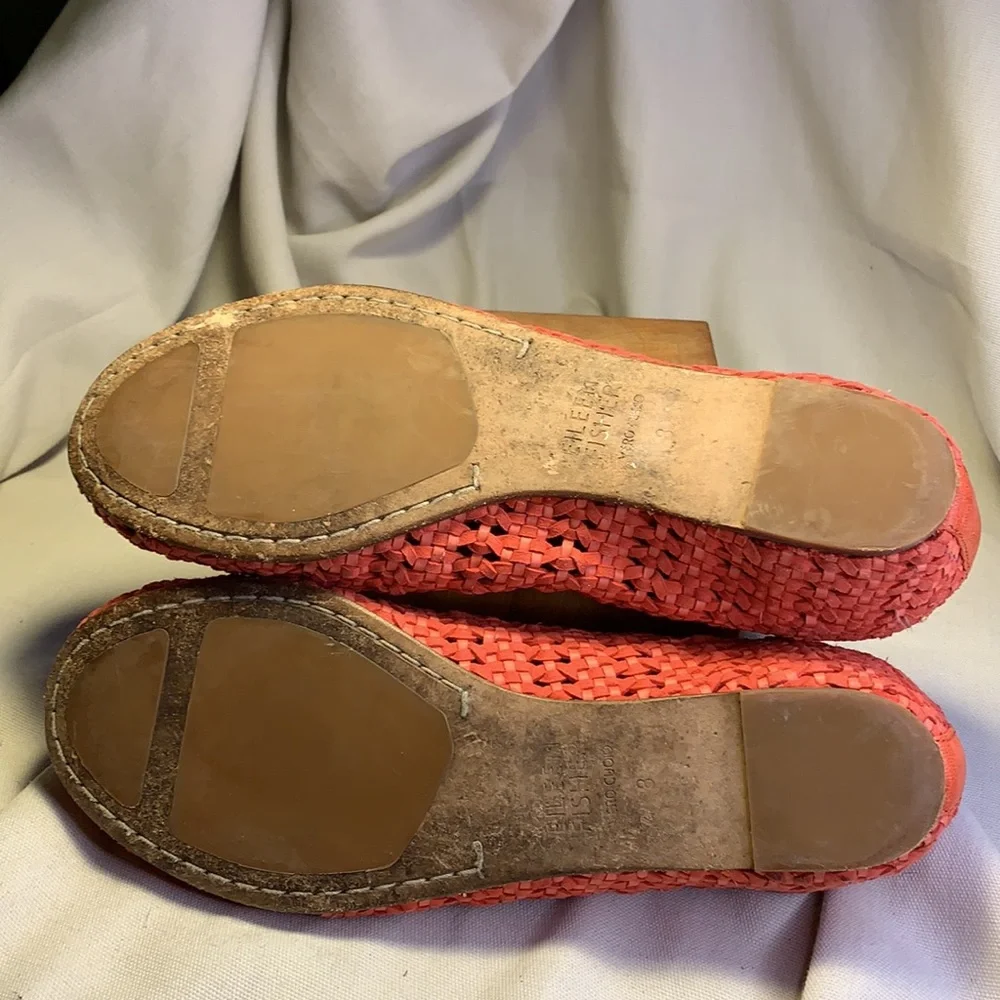 Eileen Fisher leather intarsio woven leather flats